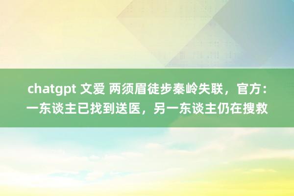 chatgpt 文爱 两须眉徒步秦岭失联，官方：一东谈主已找到送医，另一东谈主仍在搜救