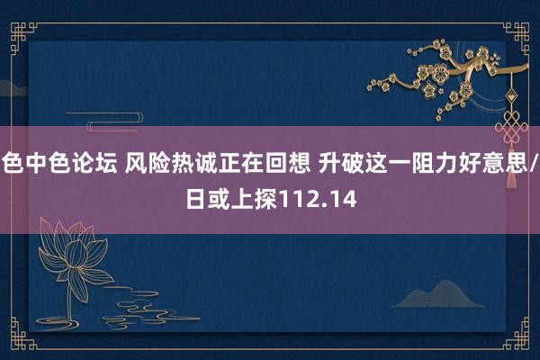 色中色论坛 风险热诚正在回想 升破这一阻力好意思/日或上探112.14