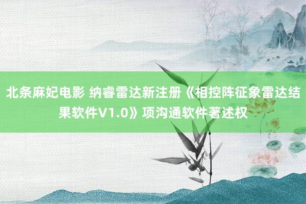 北条麻妃电影 纳睿雷达新注册《相控阵征象雷达结果软件V1.0》项沟通软件著述权