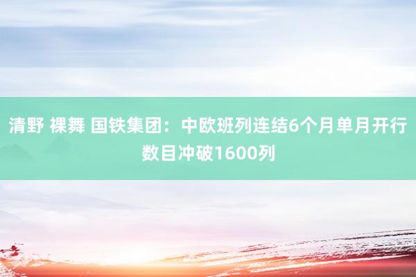 清野 裸舞 国铁集团：中欧班列连结6个月单月开行数目冲破1600列