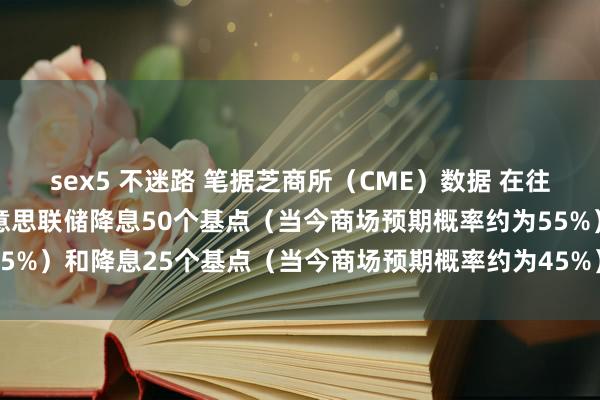 sex5 不迷路 笔据芝商所（CME）数据 在往常几小时内 往返员在好意思联储降息50个基点（当今商场预期概率约为55%）和降息25个基点（当今商场预期概率约为45%）之间愈加平衡地押注