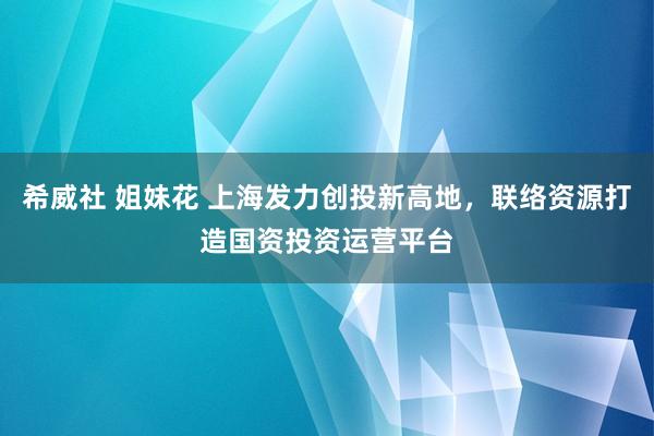 希威社 姐妹花 上海发力创投新高地，联络资源打造国资投资运营平台