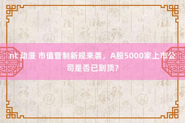 nt 动漫 市值管制新规来袭，A股5000家上市公司是否已到顶？