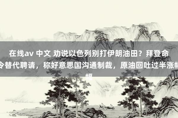 在线av 中文 劝说以色列别打伊朗油田？拜登命令替代聘请，称好意思国沟通制裁，原油回吐过半涨幅