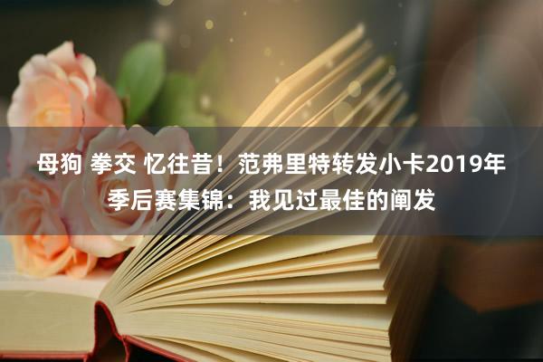 母狗 拳交 忆往昔！范弗里特转发小卡2019年季后赛集锦：我见过最佳的阐发