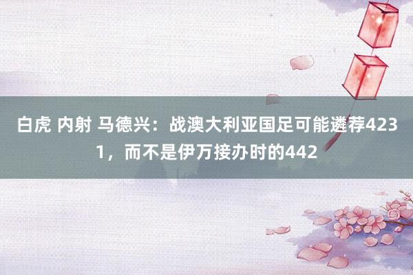 白虎 内射 马德兴：战澳大利亚国足可能遴荐4231，而不是伊万接办时的442