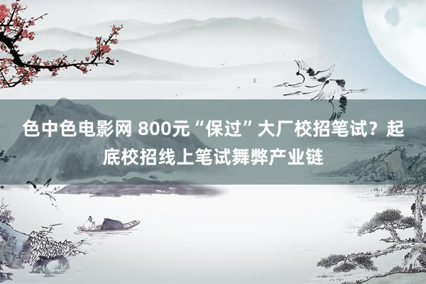 色中色电影网 800元“保过”大厂校招笔试？起底校招线上笔试舞弊产业链