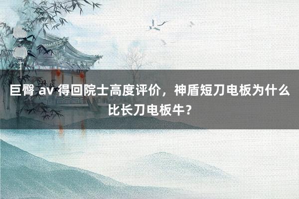 巨臀 av 得回院士高度评价，神盾短刀电板为什么比长刀电板牛？