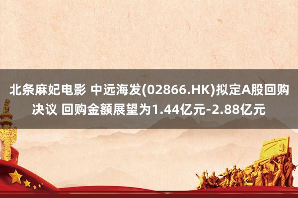 北条麻妃电影 中远海发(02866.HK)拟定A股回购决议 回购金额展望为1.44亿元-2.88亿元