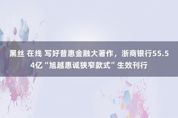 黑丝 在线 写好普惠金融大著作，浙商银行55.54亿“旭越惠诚狭窄款式”生效刊行