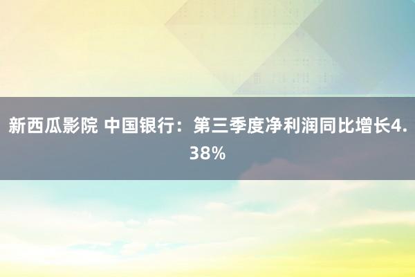 新西瓜影院 中国银行：第三季度净利润同比增长4.38%