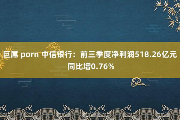 巨屌 porn 中信银行：前三季度净利润518.26亿元 同比增0.76%