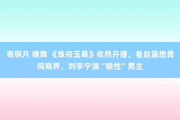 寄明月 裸舞 《珠帘玉幕》依然开播，看赵露想勇闯商界，刘宇宁演“狼性”男主