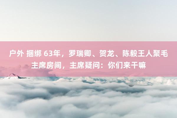 户外 捆绑 63年，罗瑞卿、贺龙、陈毅王人聚毛主席房间，主席疑问：你们来干嘛