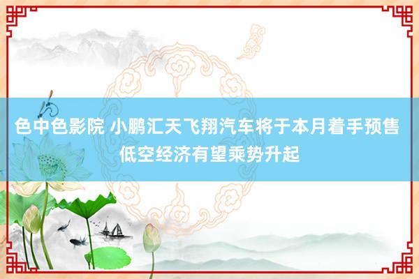 色中色影院 小鹏汇天飞翔汽车将于本月着手预售 低空经济有望乘势升起