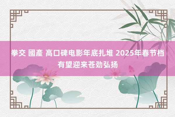 拳交 國產 高口碑电影年底扎堆 2025年春节档有望迎来苍劲弘扬