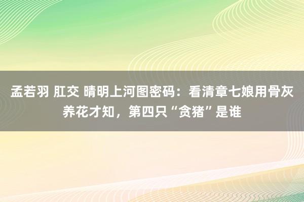 孟若羽 肛交 晴明上河图密码：看清章七娘用骨灰养花才知，第四只“贪猪”是谁