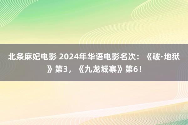 北条麻妃电影 2024年华语电影名次：《破·地狱》第3，《九龙城寨》第6！