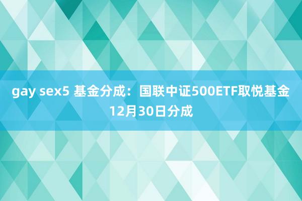 gay sex5 基金分成：国联中证500ETF取悦基金12月30日分成