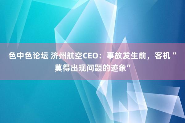 色中色论坛 济州航空CEO：事故发生前，客机“莫得出现问题的迹象”