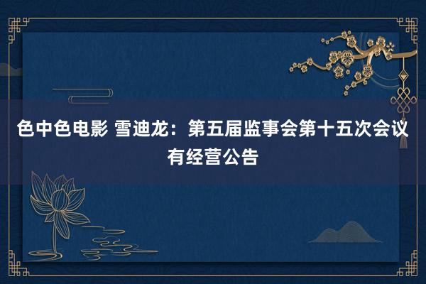 色中色电影 雪迪龙：第五届监事会第十五次会议有经营公告