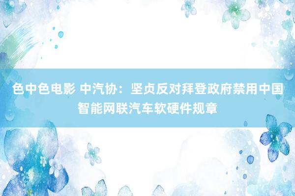 色中色电影 中汽协：坚贞反对拜登政府禁用中国智能网联汽车软硬件规章