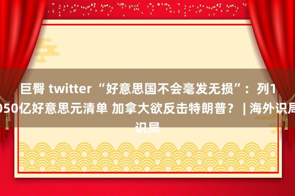 巨臀 twitter “好意思国不会毫发无损”：列1050亿好意思元清单 加拿大欲反击特朗普？ | 海外识局