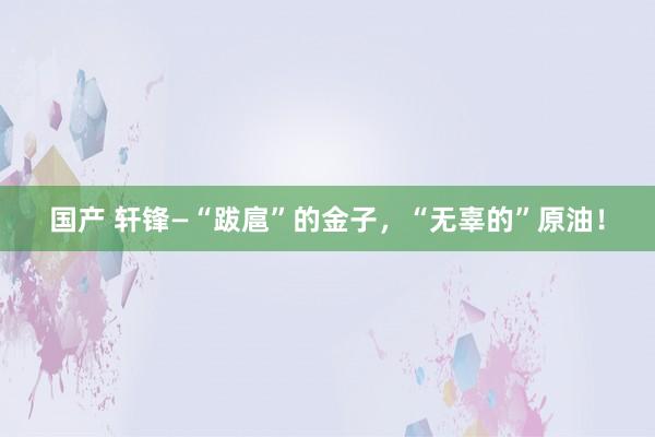 国产 轩锋—“跋扈”的金子，“无辜的”原油！